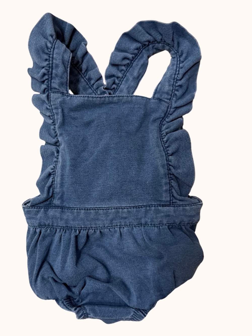 Cat & Jack Navy Ruffle Denim-Style Bubble Romper